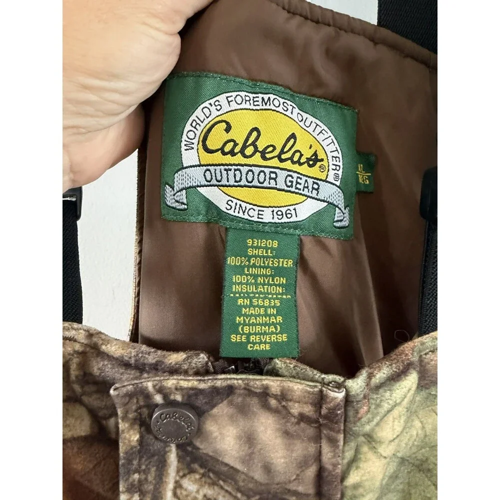 CABELAS Outdoor gear Camo Bib Overalls Adult XL Insulated warm hunting *flaw